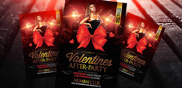 Valentines After Party Flyer PSD Template