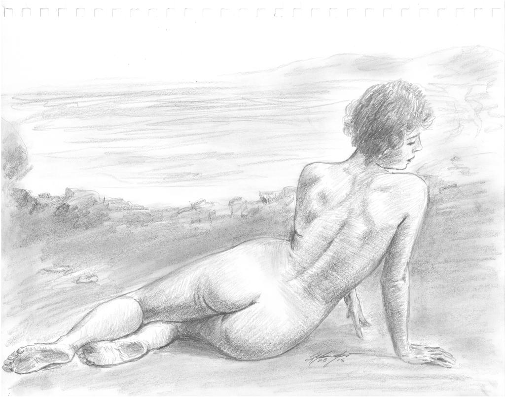 reclined Nude by the shore