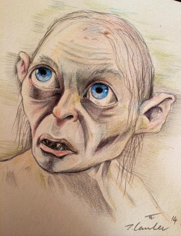 Smeagol Gollum colour pencil drawing by billyboyuk on DeviantArt