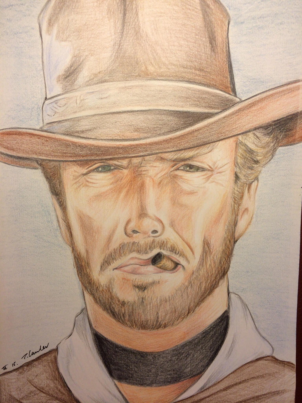 Clint Eastwood colour pencil drawing sketch by billyboyuk on DeviantArt
