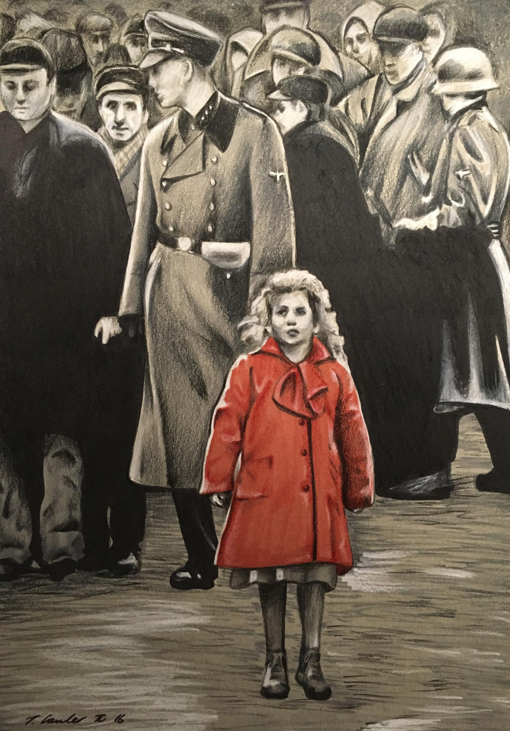 affjedring arve design Schindlers List girl in the red coat drawing by billyboyuk on DeviantArt