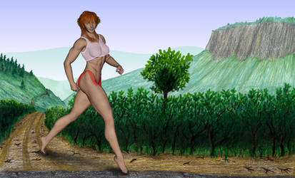 Kiva hiking, 3D version by MuscleWomen-Planet