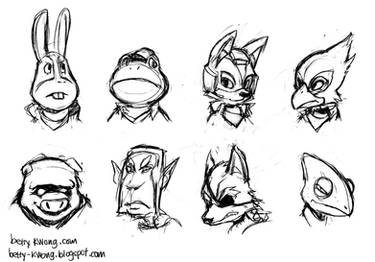 Star Fox 64 Headshot Sketches