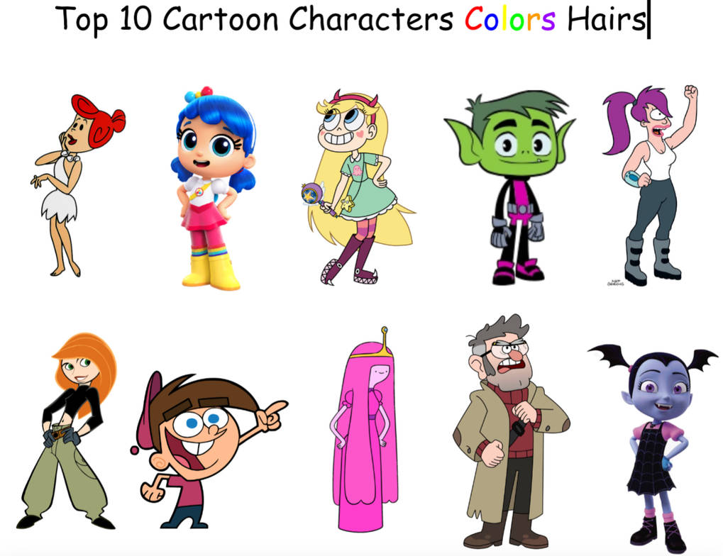 Top 10 Cartoon Characters Colors Hairs by briancabillan on DeviantArt