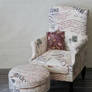 1/4 Scale upholstered chair with matching ottoman