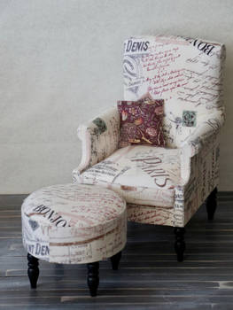 1/4 Scale upholstered chair with matching ottoman