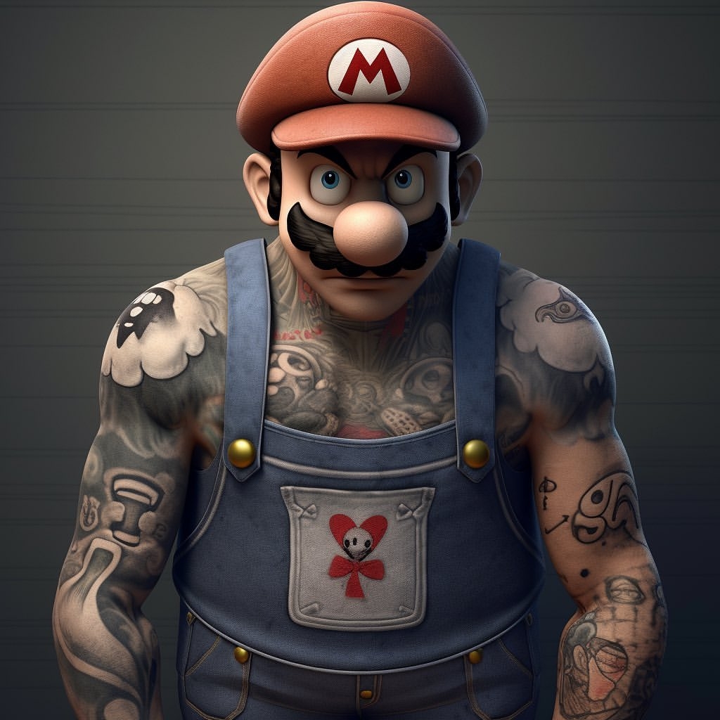Tattooed Mario by TheMotionStudios on DeviantArt