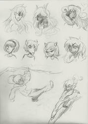 Sketches- some Homestuck chicks (and a Vanellope?)