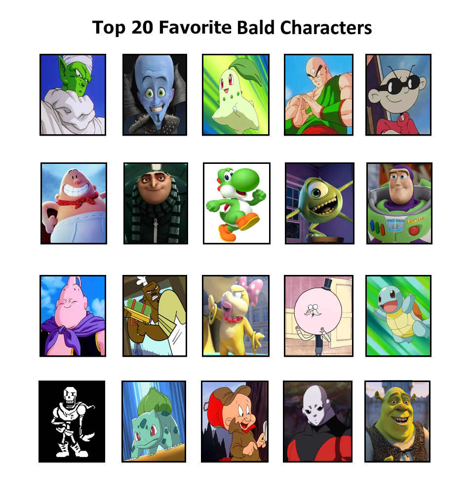 My TOP 20 Favorite Bald Characters Meme by gaby-sunflower on DeviantArt