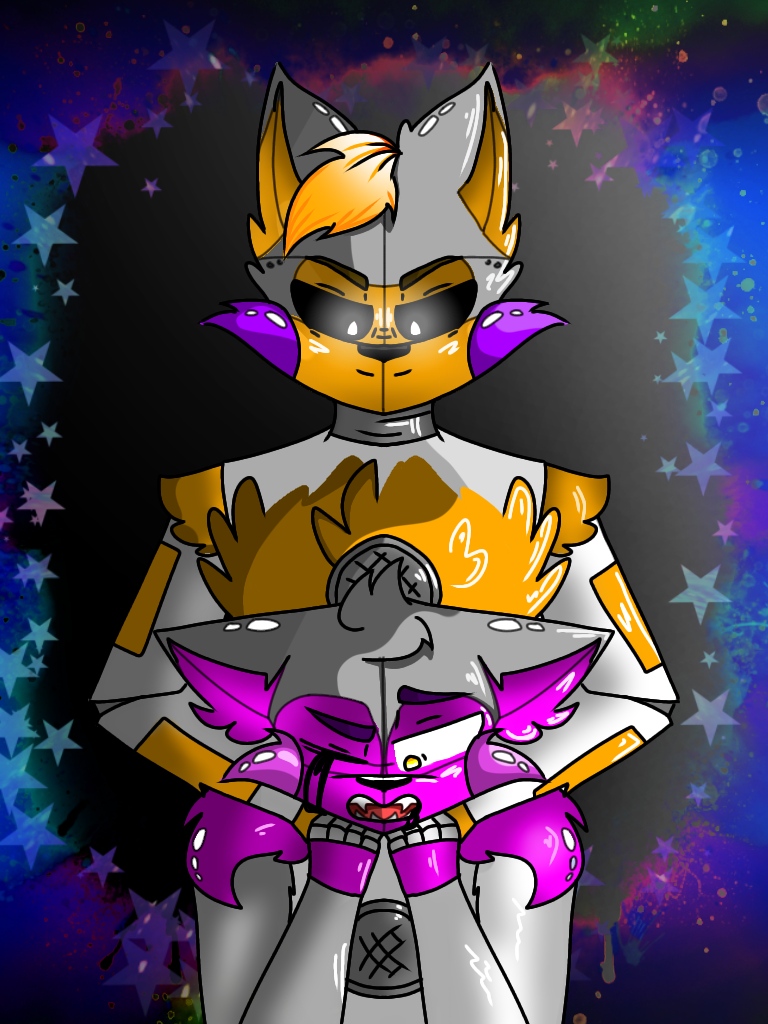 201554 - safe, artist:bsocguk, funtime foxy (fnaf), lolbit (fnaf