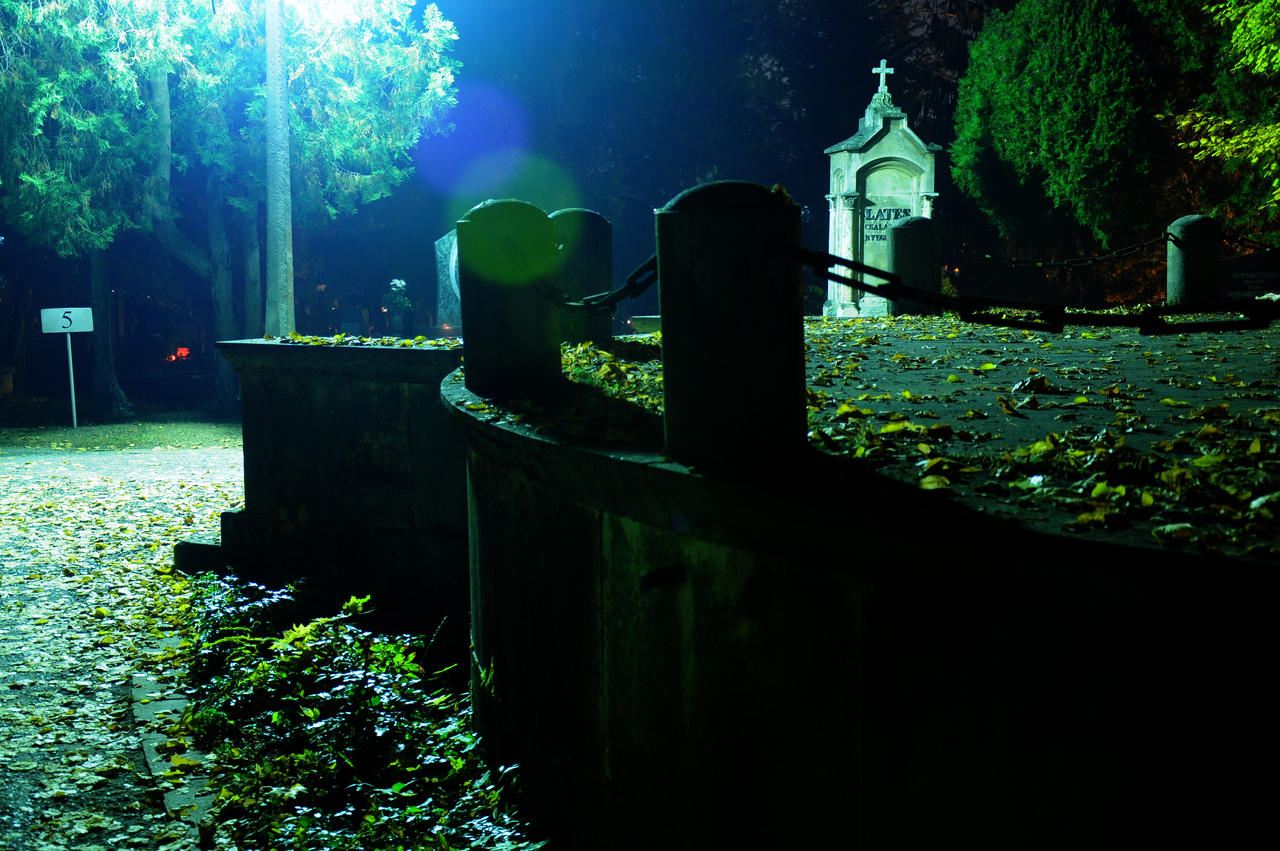 Night in the cemetery - crypt