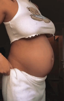 Big Belly Pregnant Girl Belly Movement