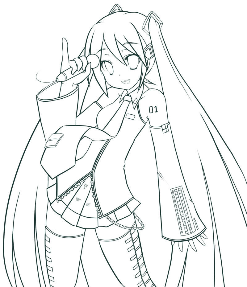 Hatsune Miku lineart