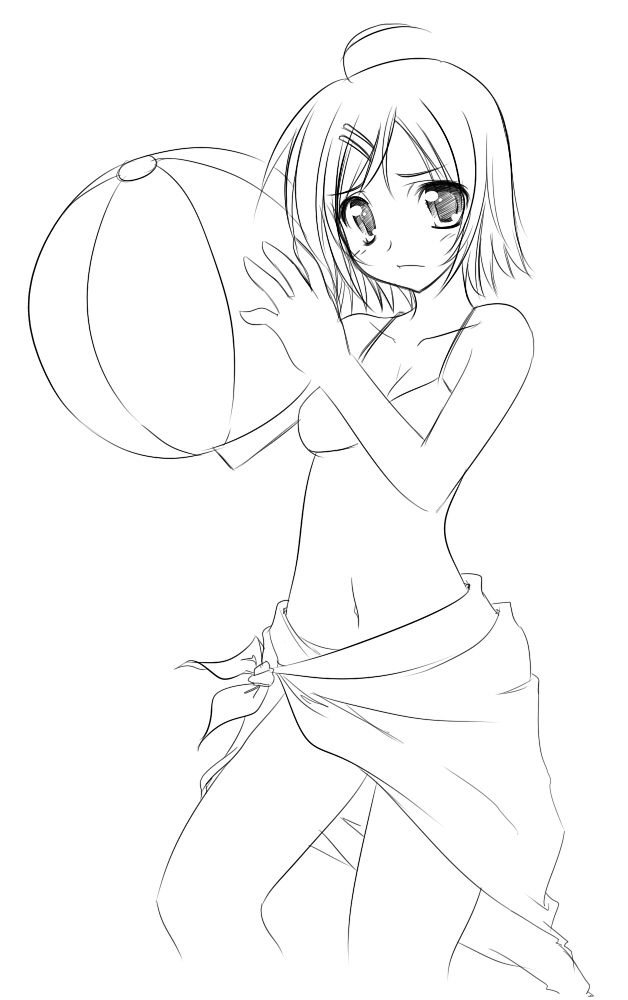 Beach Girl Lineart