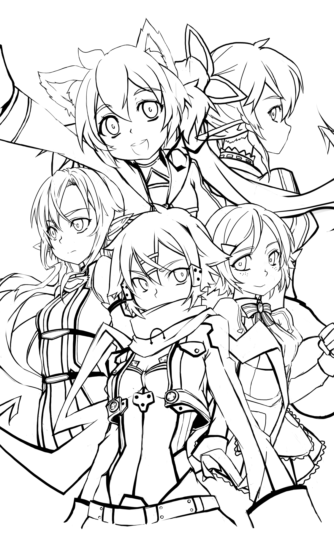 Sword Arts Online Ii Girls Lineart By Mightyleafy On Deviantart Sword Arts Online Ii Girls Lineart By Mightyleafy On Deviantart