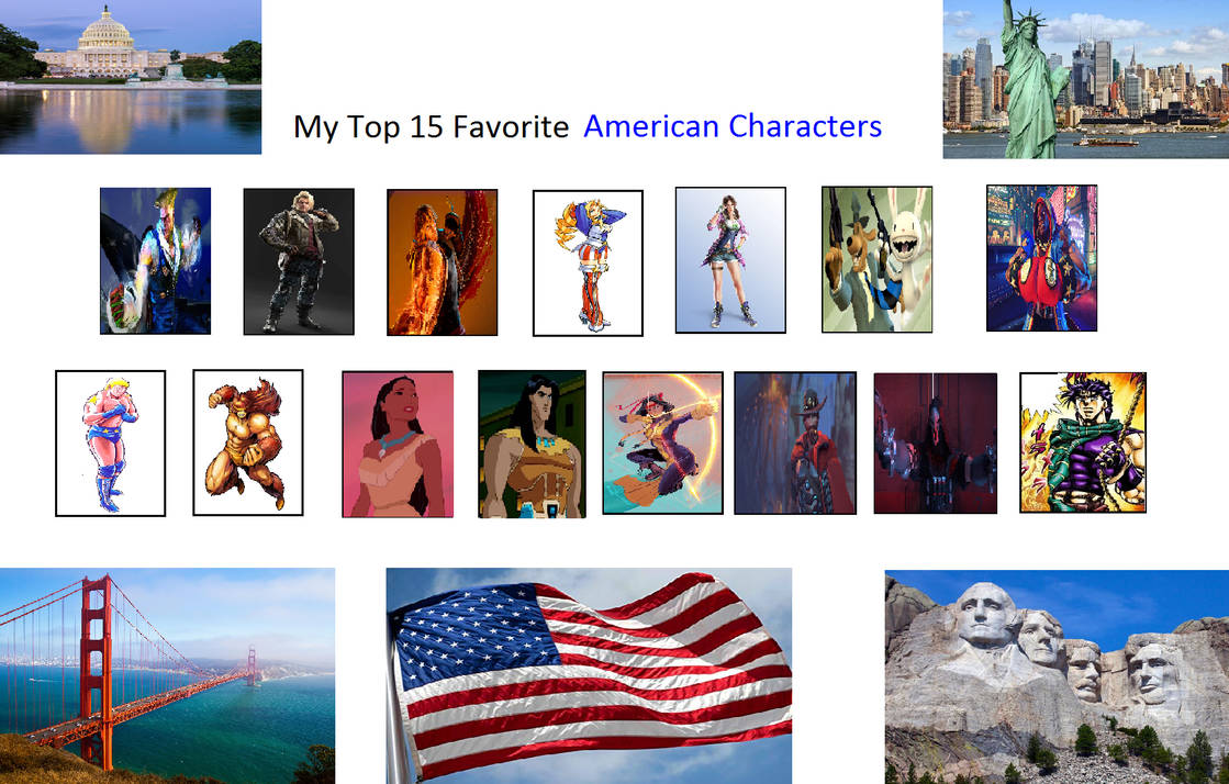 My Top 15 Favorite American Characters by Usermicko2002 on DeviantArt