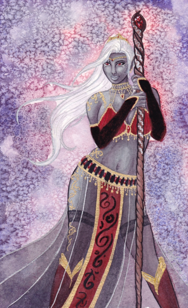 Watercolor: Drow Mage