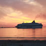 Tallink boat on sunset sky