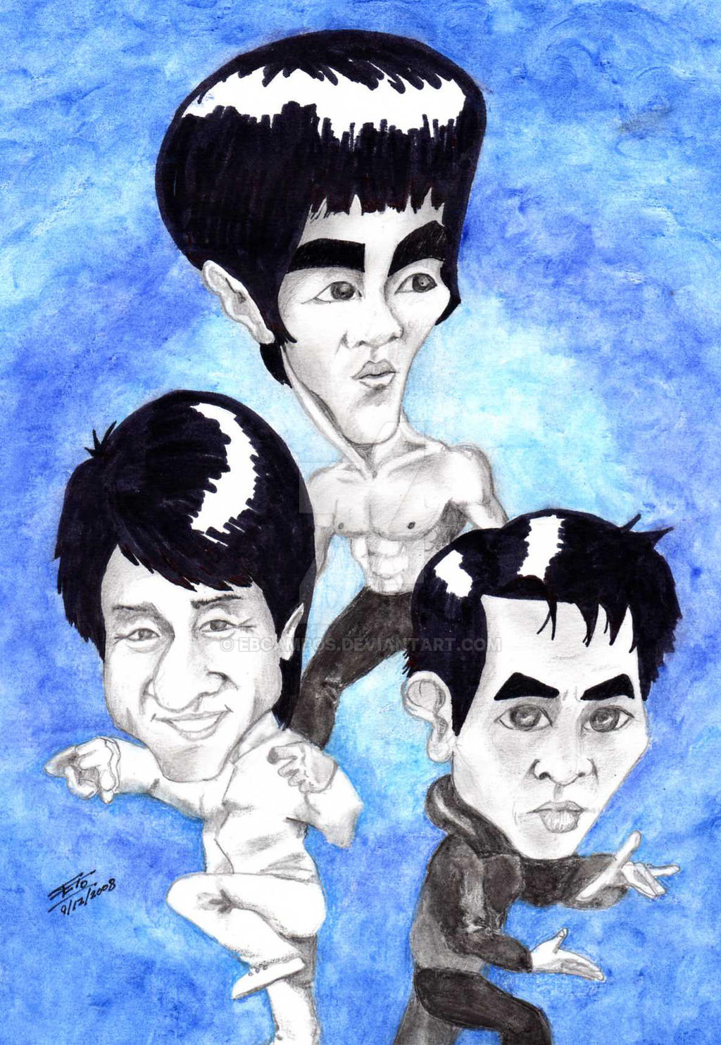 Dragones (Bruce Lee, Jackie Chan and Jet Li) by ebcampos on DeviantArt