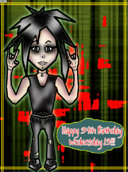 Wednesday 13 Birday card 34th