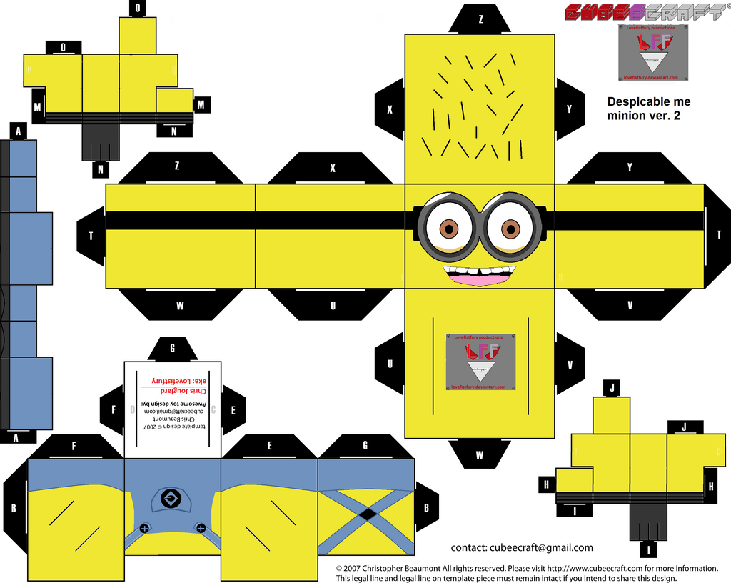 Despicable Me Minion Cubee Template Version 2