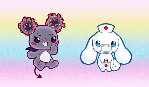 Corona chan and cinnamoroll nurse