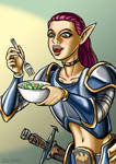 Stock Image 734: High Elf Eating Salad by uncaringbear