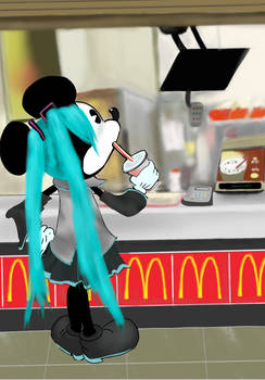 Mickey Mouse, at McDonalds, cosplaying