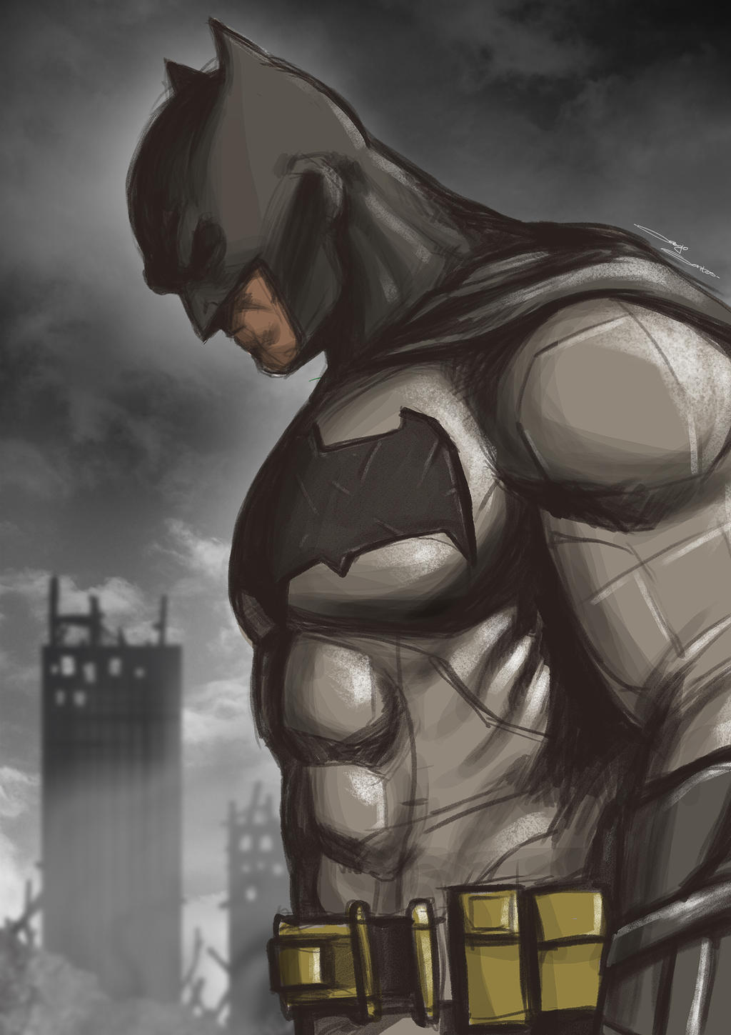 Batman Back Profile Batman Perfil by DiegoSantosart on DeviantArt