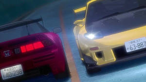initial d (Keisuke and Go pass each other)