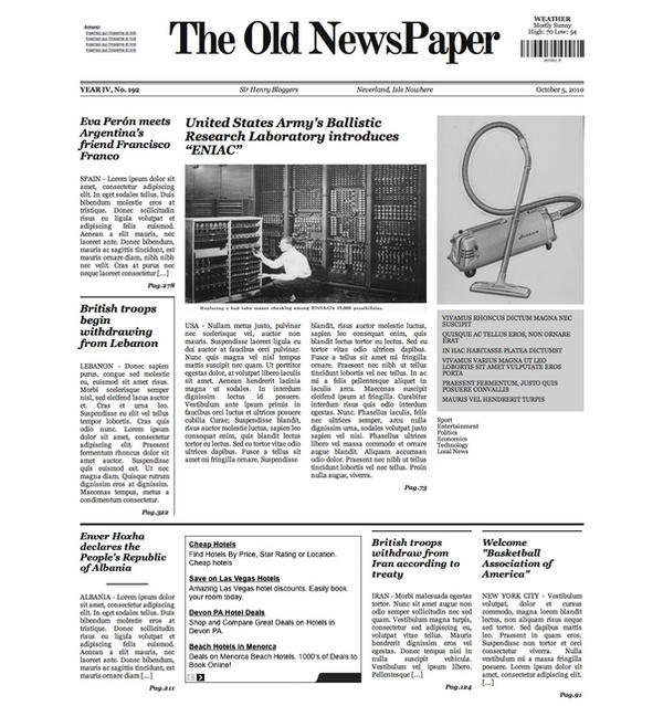 The Old NewsPaper WP theme v1 by lysergicstudio