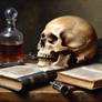 Still Life with Skull and Books