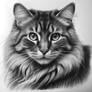 Cat Portrait in Charcoal