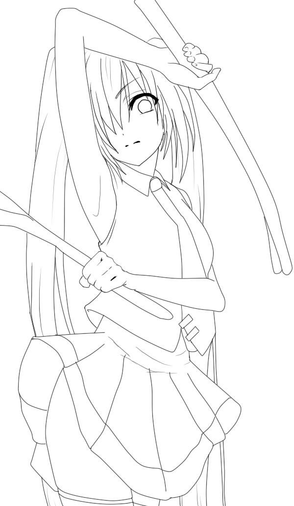 Hatsune Miku Lineart by DrowningNemo on DeviantArt