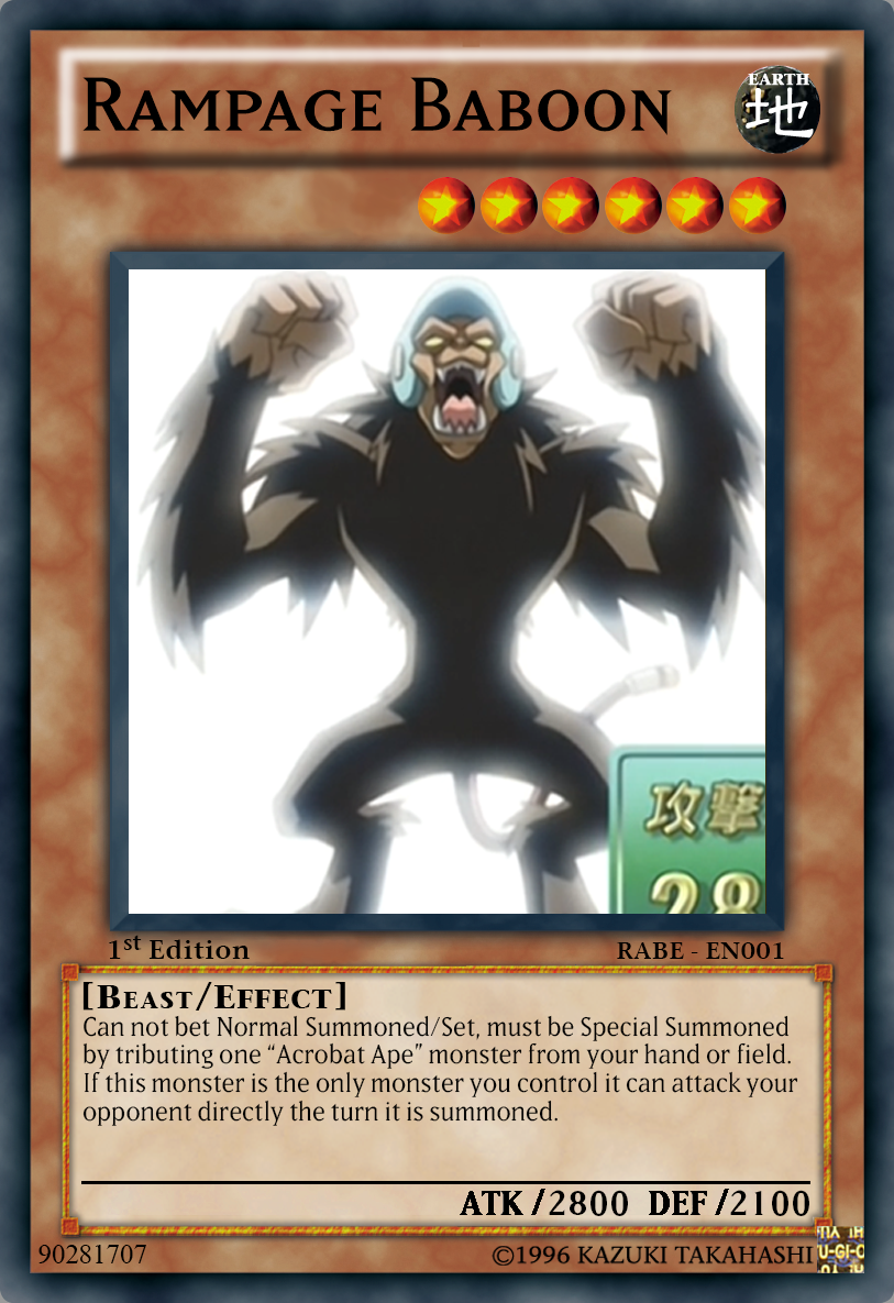 yugioh baboon cards Yu-Gi-Oh! - Stardust Overdrive you can pay 1000 Life Points to Special Summon this card from your hand or Graveyard. Green Baboon, Defender of the