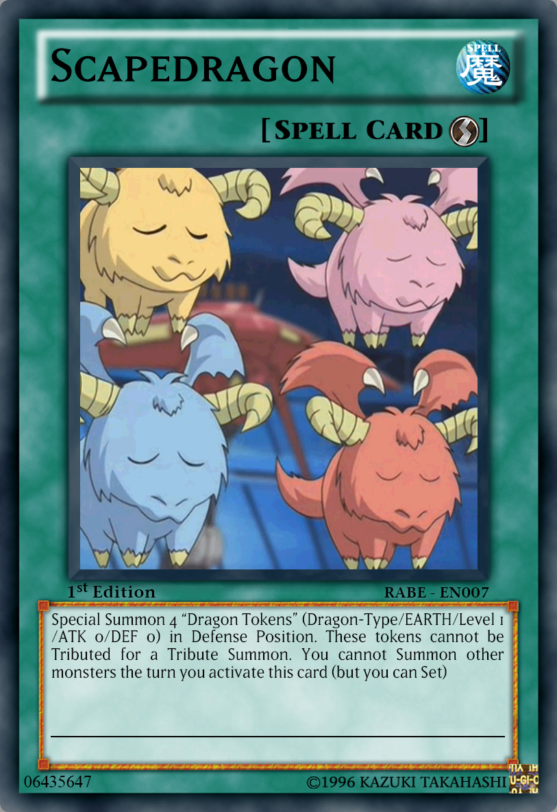 scapegoat card yugioh RA05-EN111 - - Ultra Rare The tokens cannot be used as a Tribute for a Tribute Summon Scapedragon by WhiteFang1371 on DeviantArt