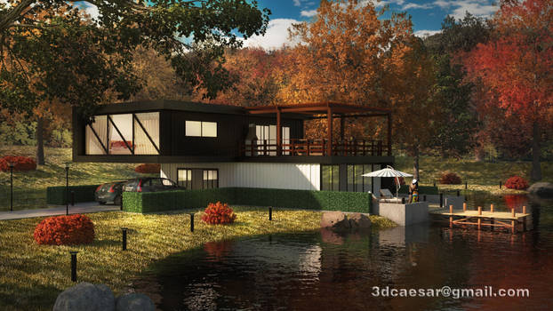 Lake house 3ds max + photoshop