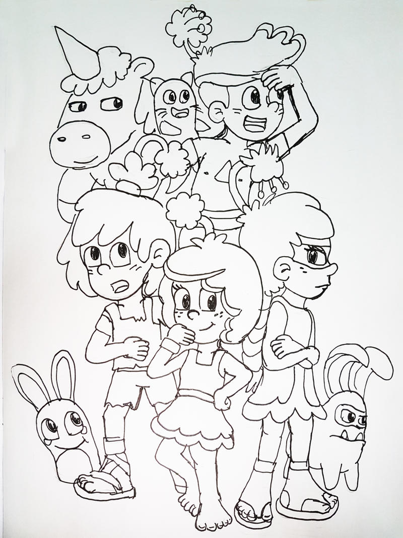 Inktober 2017-Day 1- Hanazuki and friends