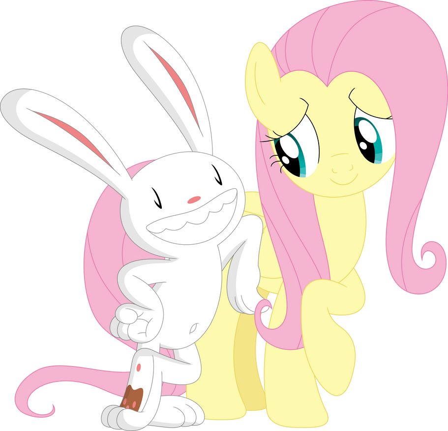 Fluttershy meets the big bunny by Porygon2z on DeviantArt