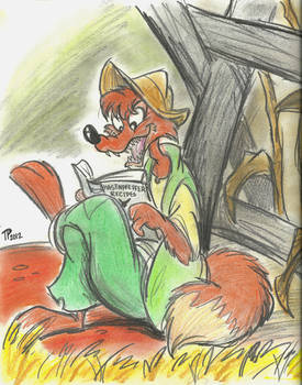 Br'er Fox studies up on Hasenpfeffer.