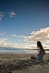 Sitting in the sand