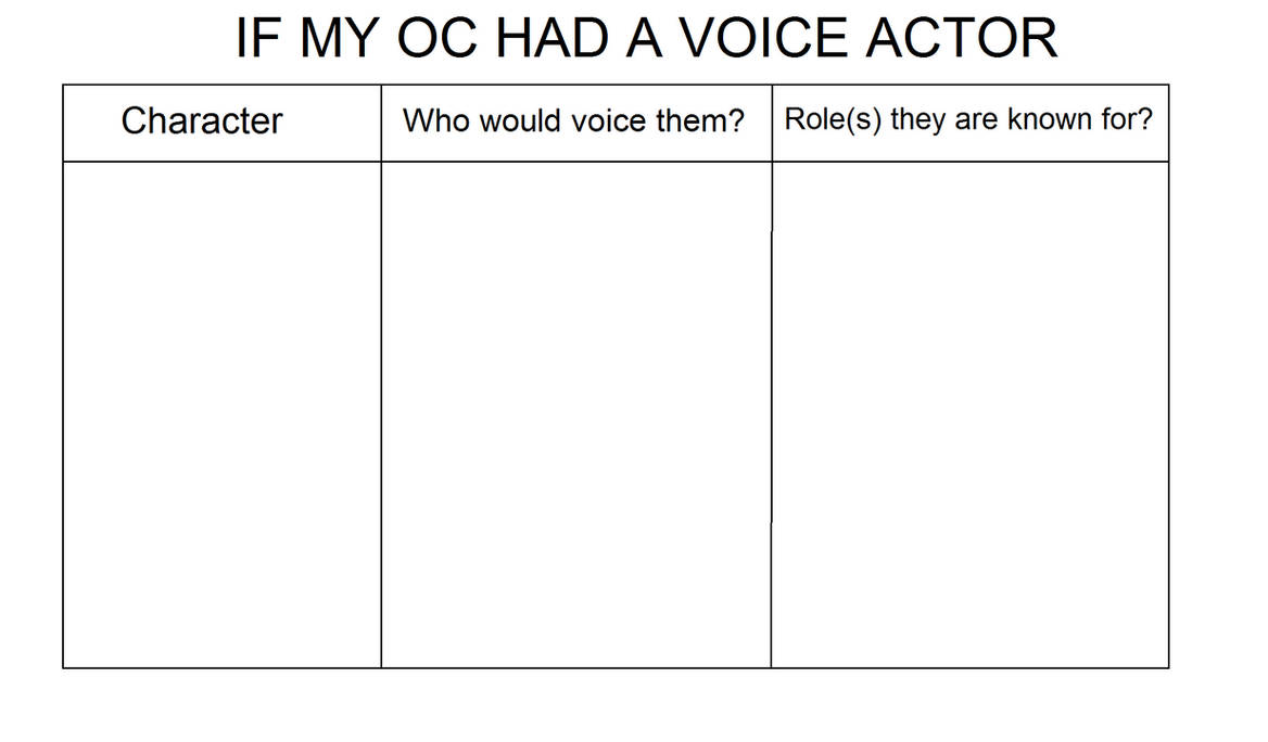OC Voice Actor Chart Template by Poppyberry on DeviantArt OC Voice Actor Chart Template by Poppyberry on DeviantArt