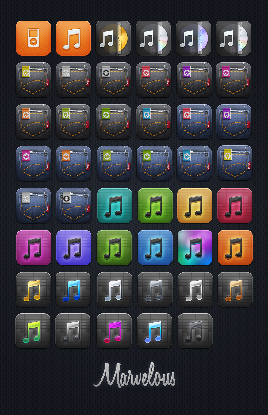 Marvelous iPod Player icons