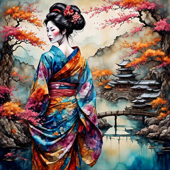 Geisha in autumn