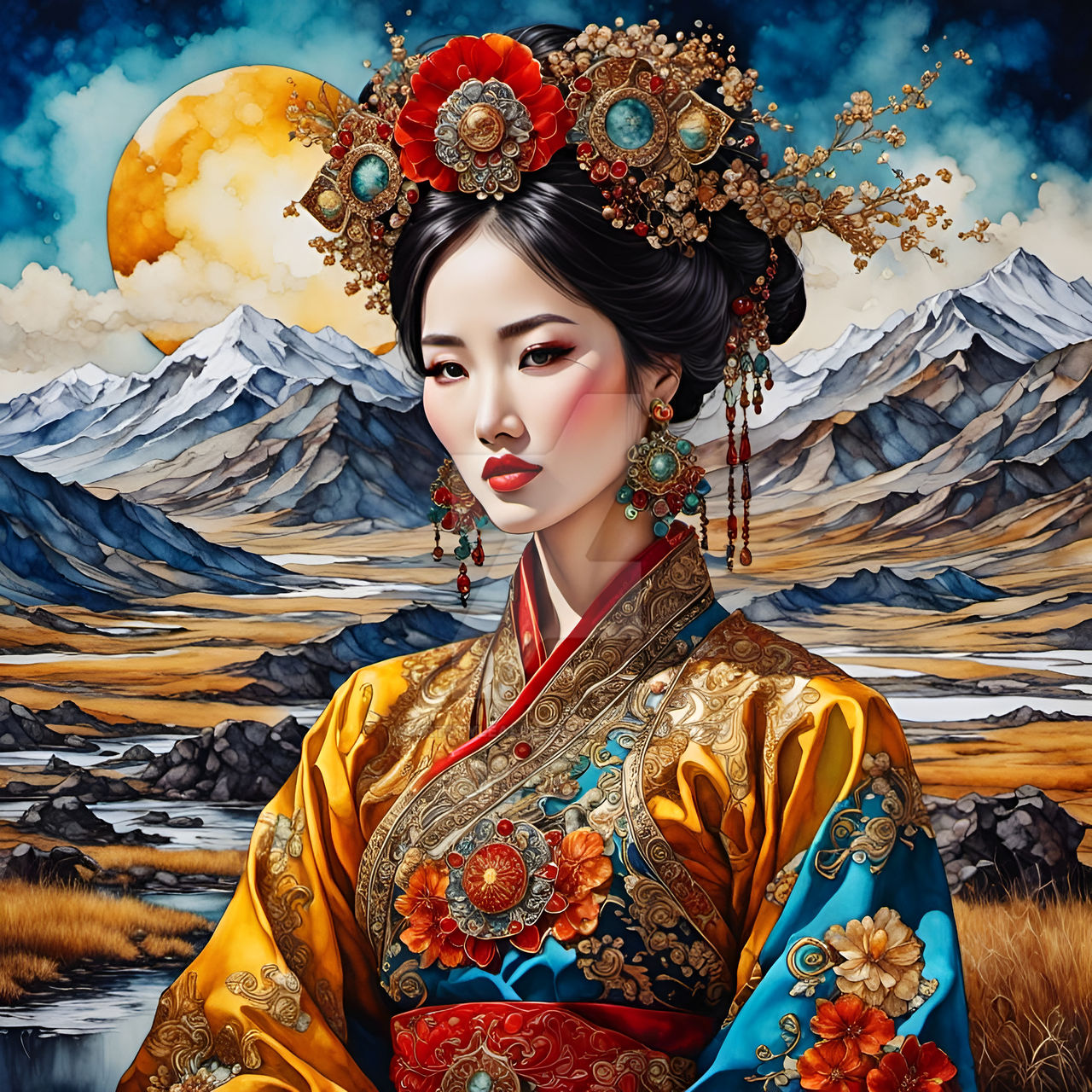 Mongolian female portrait by ArtStyleAlice on DeviantArt