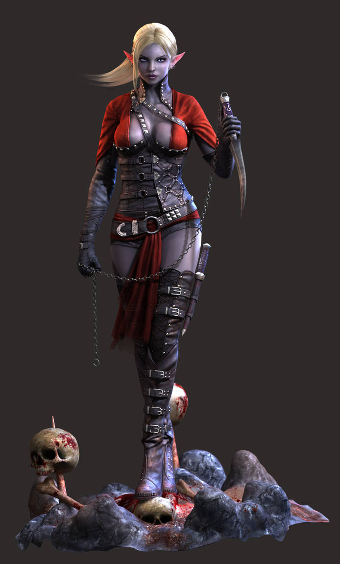 Dark Elf Assassin - final render - full by Bushidou2012