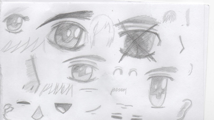 Doodles of anime facial features by AwesomeChar on DeviantArt