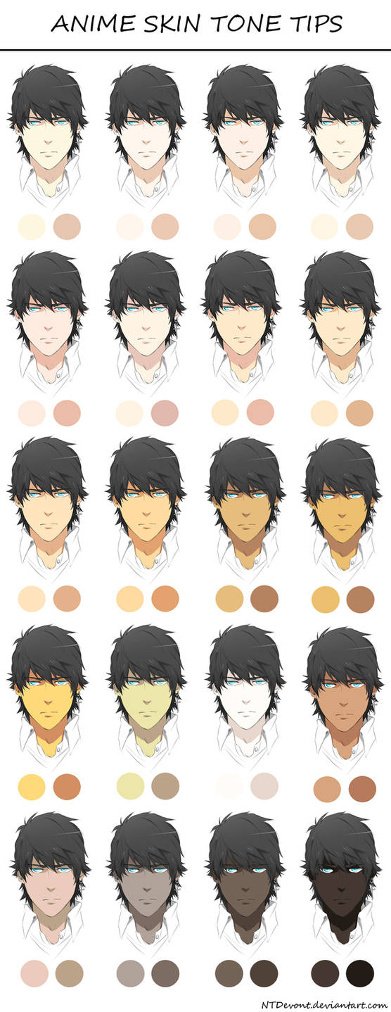 Colorable) Man Anime Face Skin Tone 2