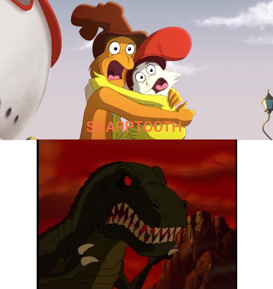 Sam Scared Guy and Sam Scared of Sharptooth by SBMArts on DeviantArt