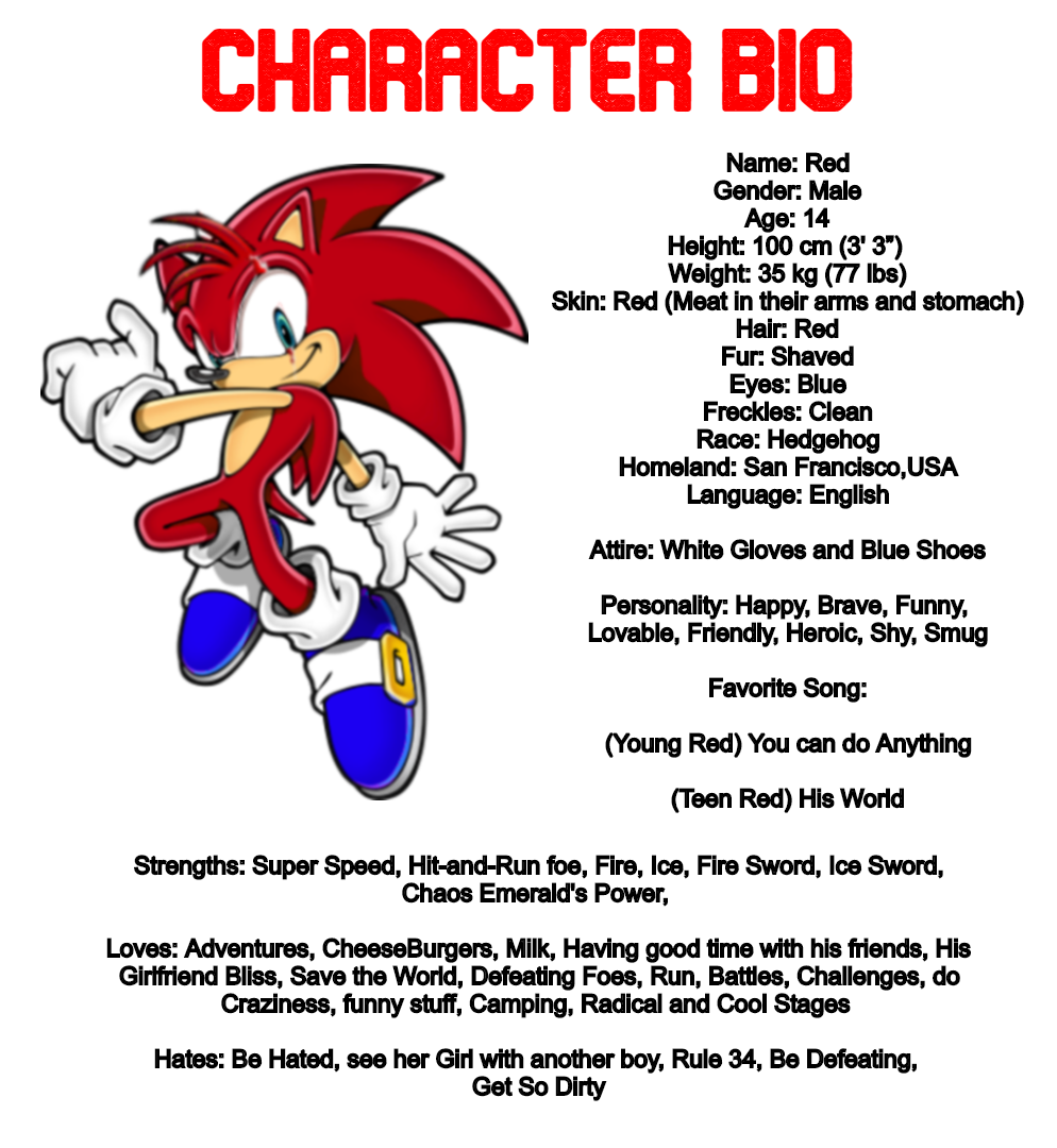 Bio Deviantart Red Character Bio by OfficialRedHedgehog on DeviantArt